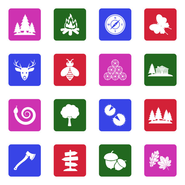 森林的图标。广场上的白色平面设计。矢量插图。图片下载