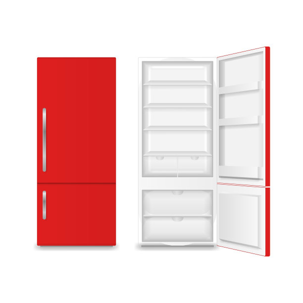 现实详细的3d满和空冰箱。向量图片下载