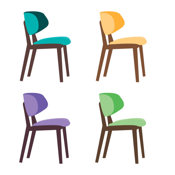 在白色背景上设置不同颜色的椅子图片下载