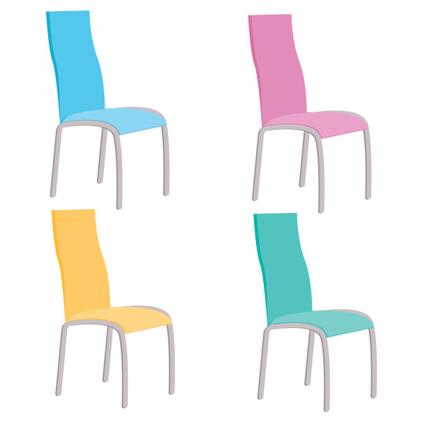 在白色背景上设置不同颜色的椅子图片下载