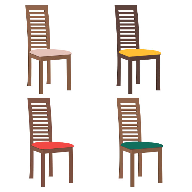 在白色背景上设置不同颜色的椅子图片下载