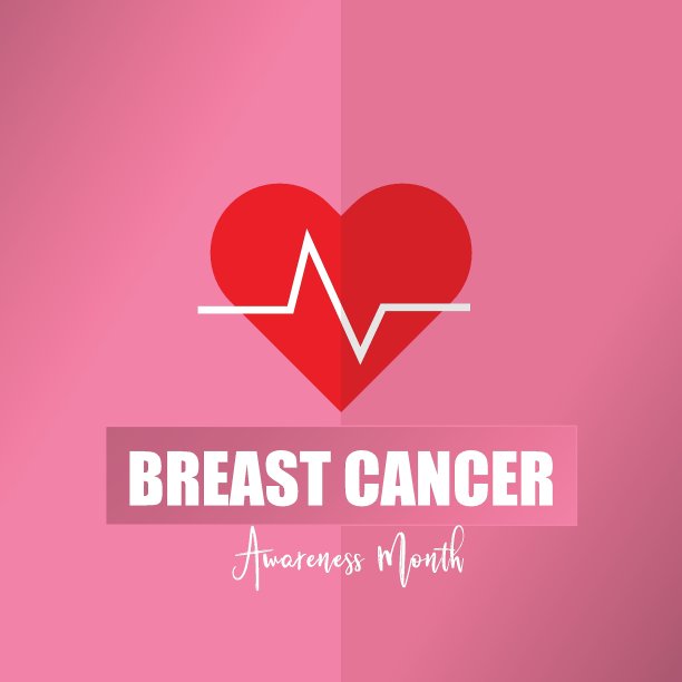 Vector Heart with Heart rate in Breast Cancer Awareness month symbol in pink background for help and motivation woman to fight with Breast Cancer,World Breast Cancer Concept .以粉色为背景，以帮助和激励女性与乳腺癌作斗争图片下载