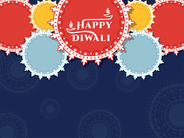 快乐的排灯节的光在印度，矢量插图图片下载