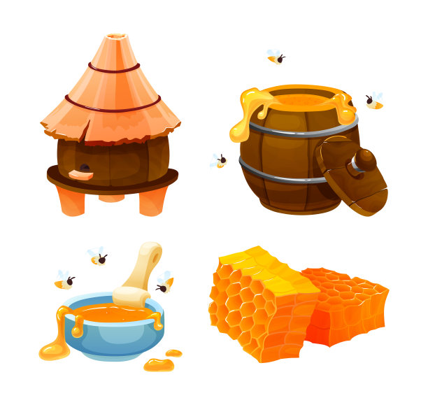 养蜂农场蜂蜜概念载体插图孤立。图片下载
