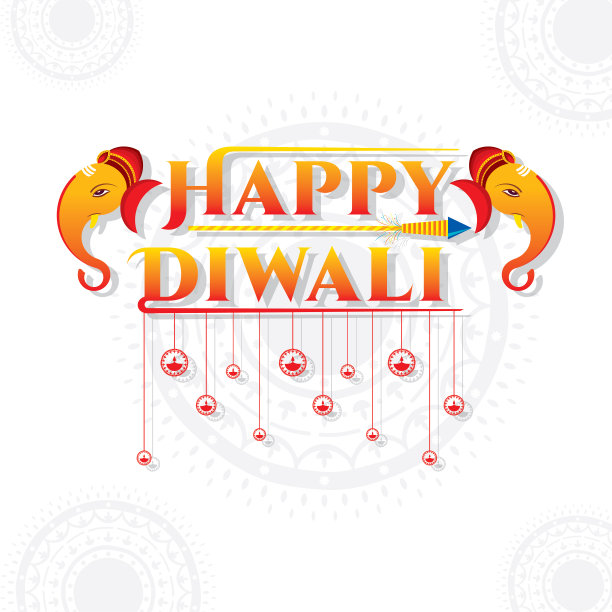 快乐的排灯节的光在印度，矢量插图图片下载