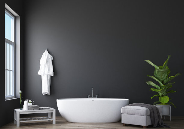 浴室设计现代&阁楼。3d渲染图片下载