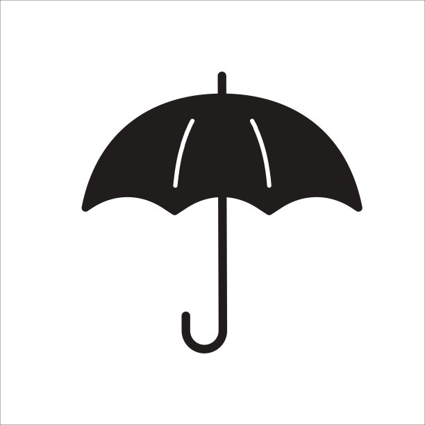 黑色的伞在白色的背景上打开。平坦的时尚偶像。图片下载