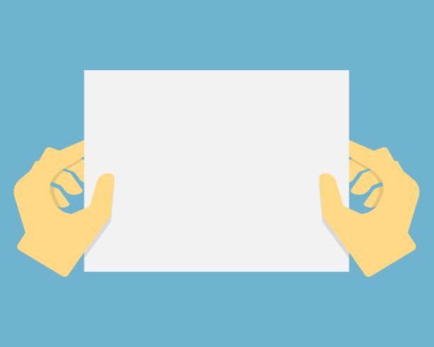 手持空白广告卡片的人手。矢量图图片下载