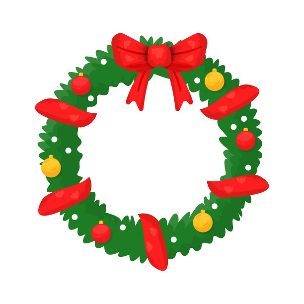 圣诞花环平面矢量插图图片下载