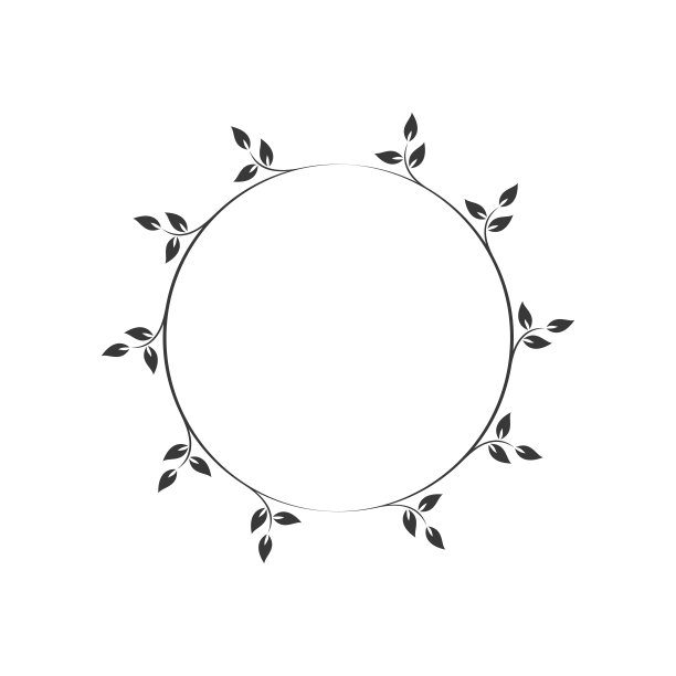 复古花圆形框架。黑色装饰常春藤花环。矢量图图片下载
