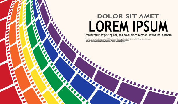 抽象背景与彩色胶片条框架孤立在白色背景。电影设计节日海报或传单模板与空间为您的文本。电影时间在电影院的概念。3 d风格。图片下载