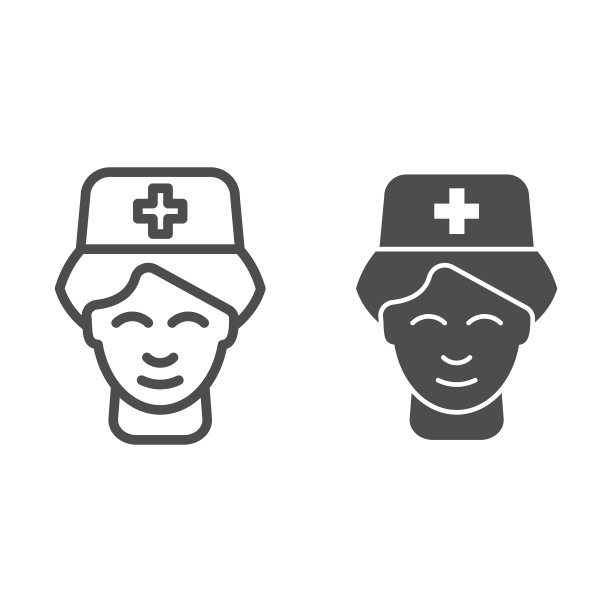 护士线和字形图标。医疗助理病媒插图孤立在白色。博士大纲风格设计，为网页和应用程序设计。Eps 10。图片下载