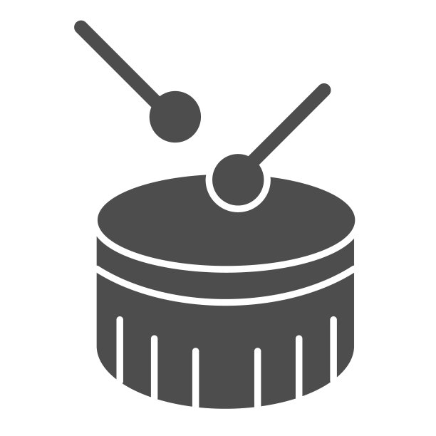 小军鼓固体图标。鼓与鼓杆矢量图隔离在白色上。打击乐器字形风格设计，设计为网页和应用程序。Eps 10。图片下载