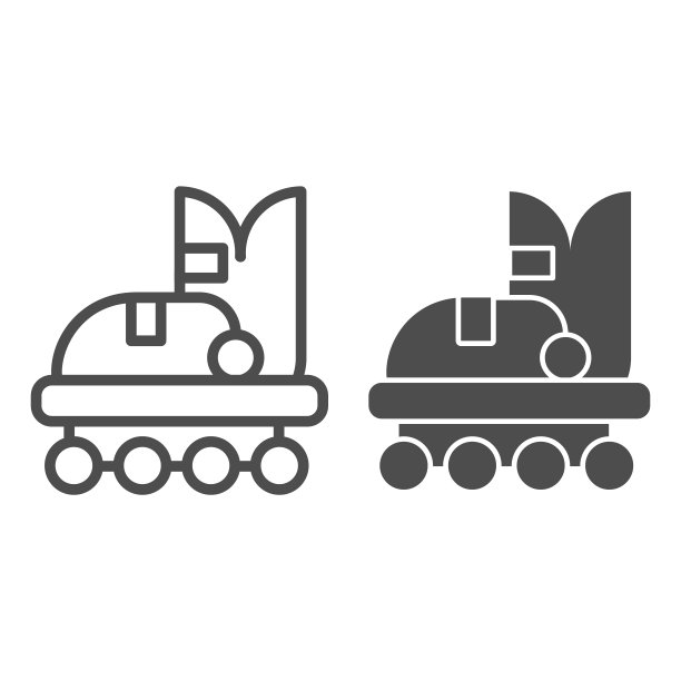 轮滑线和字形图标。滚轴鞋矢量插图孤立在白色。溜冰鞋轮廓风格设计，为网页和应用程序设计。Eps 10。图片下载