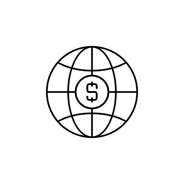 全球货币白色背景线条图标图片下载