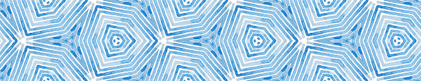 蓝色无缝边框滚动。几何水彩图片下载