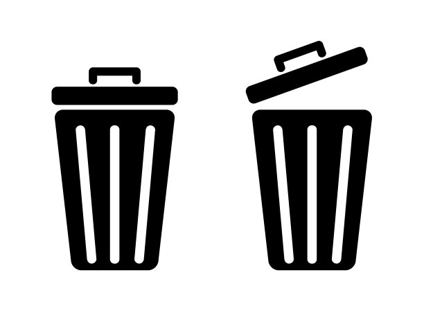 室内和室外垃圾桶。白色背景上的矢量图标。图片下载