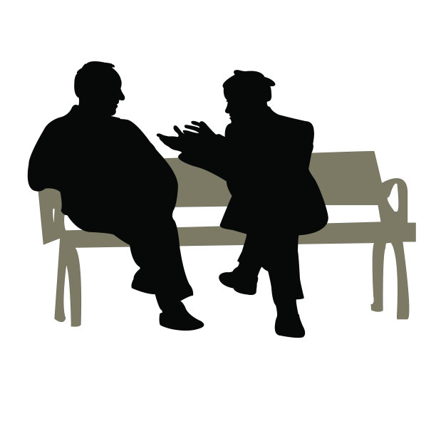 两个老男人聊天，剪影矢量图片下载
