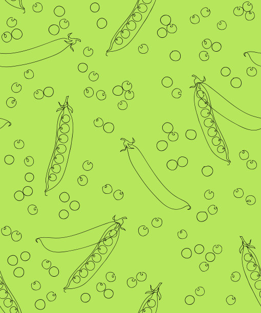 无缝绿豌豆图案。黑色在浅绿色的背景上。连续线的艺术。轮廓风格手绘草图矢量插图图片下载