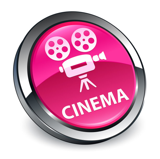 影院(摄像机图标)3d粉色圆形按钮图片下载