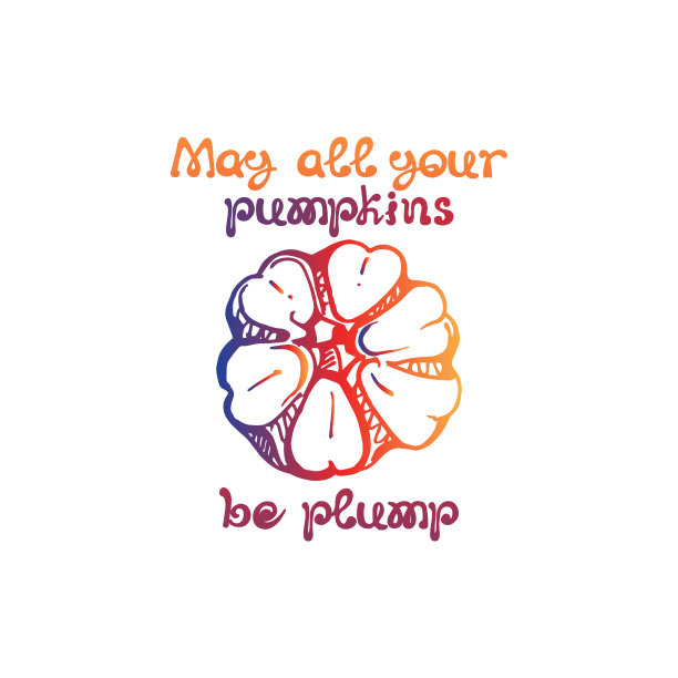 秋季手绘梯度南瓜与文字图片下载