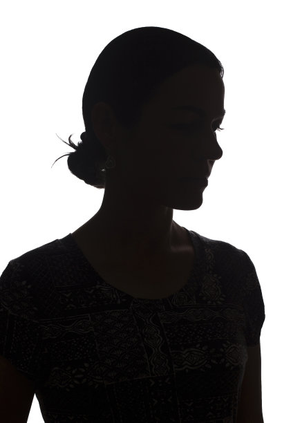 侧面剪影年轻女孩的发型-孤立图片下载