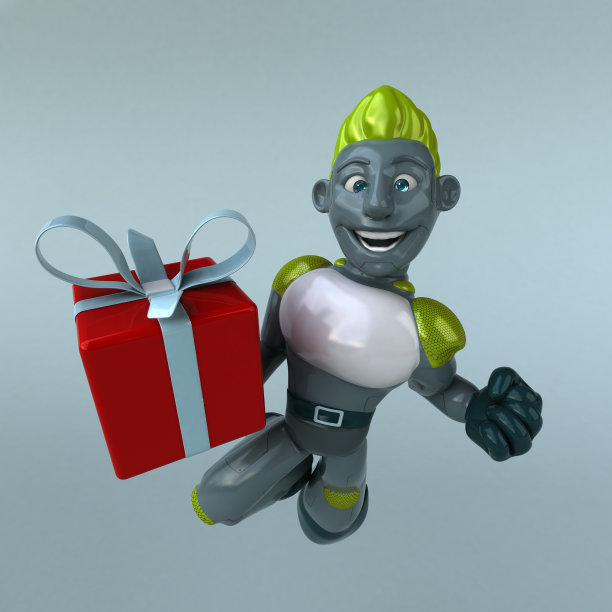 绿色机器人- 3D插图图片下载