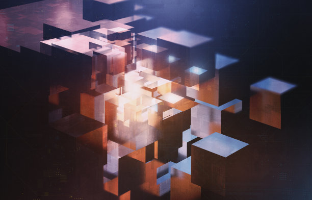 未来科幻三维立方体形成背景图片下载