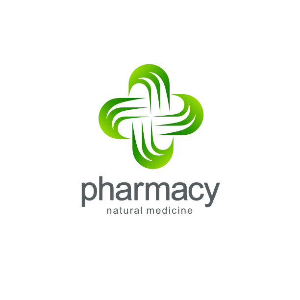 矢量图标药房。摘要绿色十字。生态，生物，有机的象征。图片下载