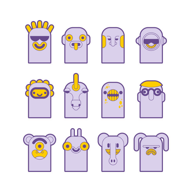 涂鸦的怪物。卡通人物矢量插图图片下载