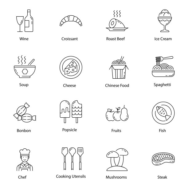 快餐和饮料线向量包图片下载