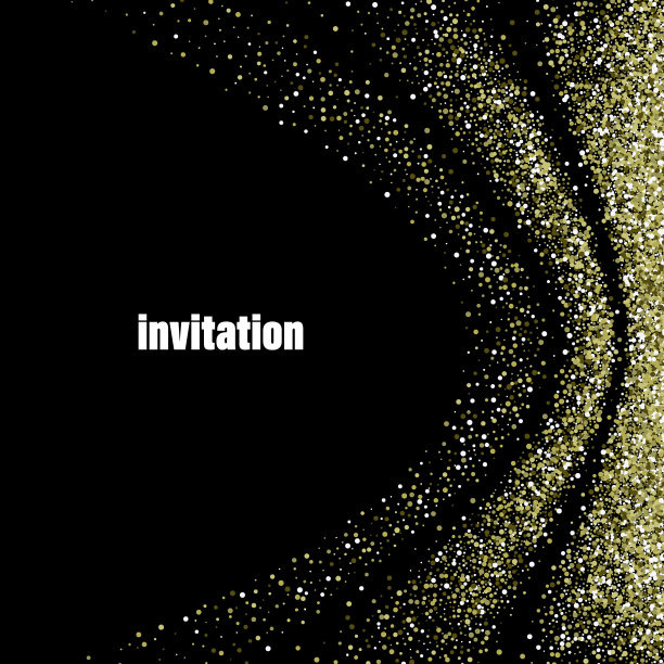 闪光粒子效果。金色闪烁的太空星尘在黑色背景上尾随着闪闪发光的粒子。图片下载