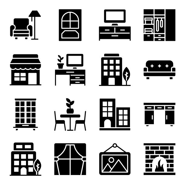 家居室内字形图标包图片下载