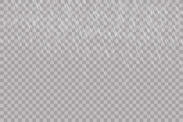 雨透明模板背景。水滴下落纹理。自然降雨在方格背景。图片下载