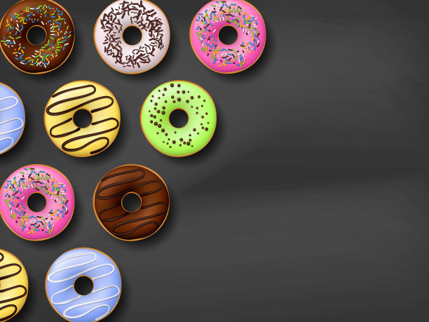 彩色的甜甜圈和糖衣。图片下载