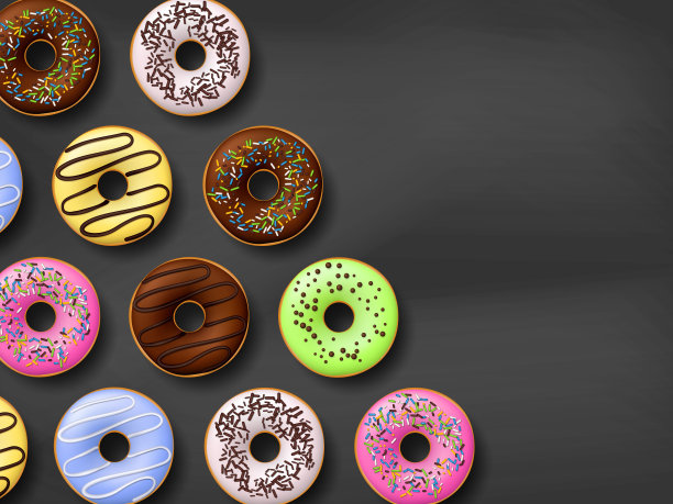 彩色的甜甜圈和糖衣。图片下载