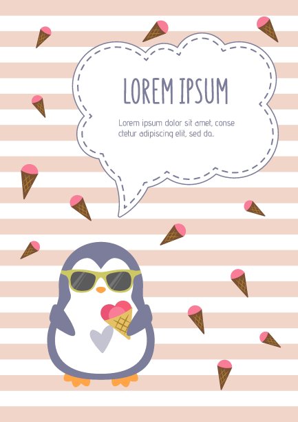 戴着墨镜的可爱企鹅。标题页的计划和笔记本图片下载