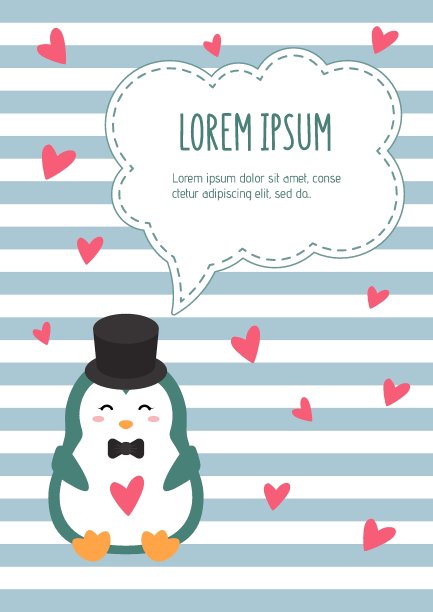 矢量模板笔记本，规划者。封面上有只戴着帽子的可爱企鹅图片下载