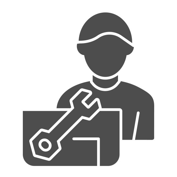 修理工程师固体图标。工人矢量插图孤立在白色。工匠和扳手字形风格的设计，设计为web和应用程序。Eps 10。图片下载