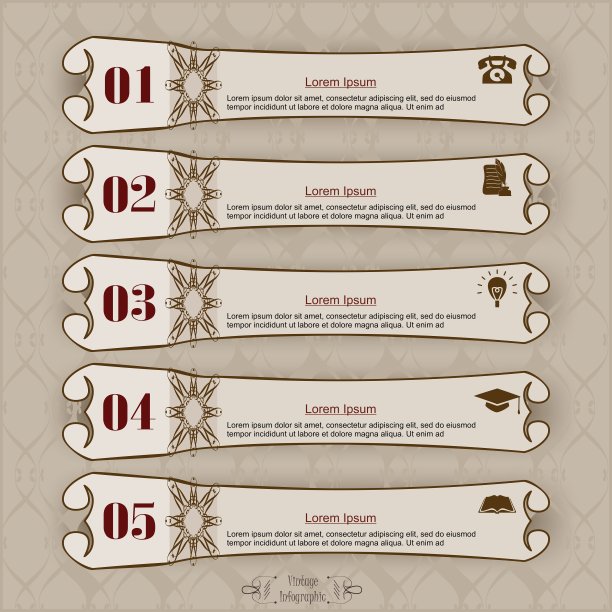 复古风格的信息图表图标图片下载