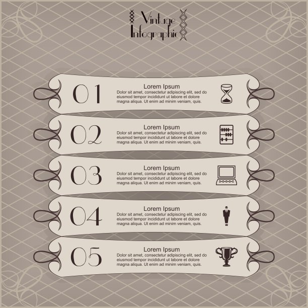 复古风格的信息图表图标图片下载