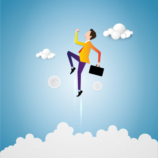 商人正带着硬币往上跑，取得了很大的成功图片下载