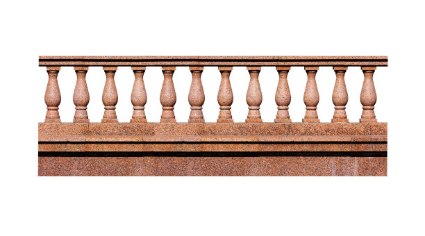 白色背景上孤立的花岗岩栏杆。栏杆图片下载