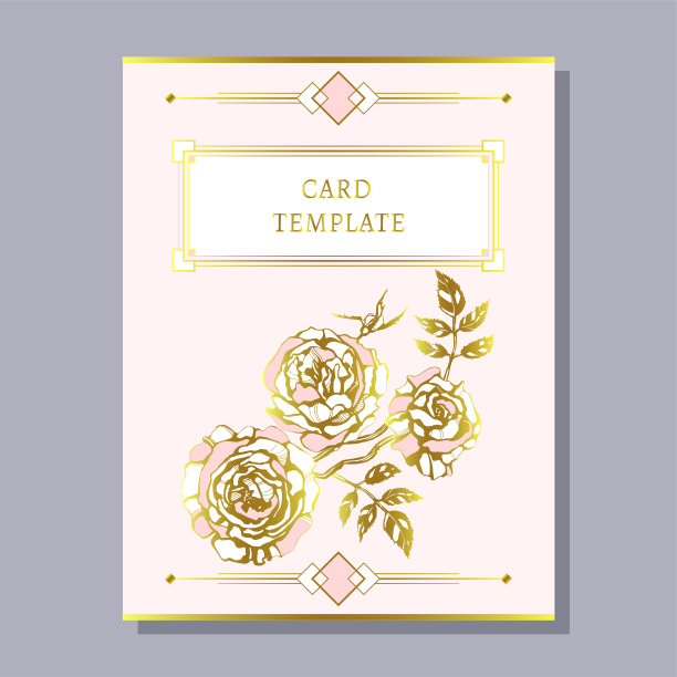 贺卡模板设计与玫瑰和民族装饰，花卉设计的旗帜，传单，邀请，海报，网站或贺卡。矢量图图片下载