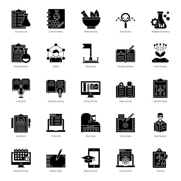 E书字形图标矢量包图片下载