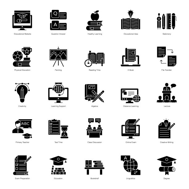 数字教育字形向量包图片下载