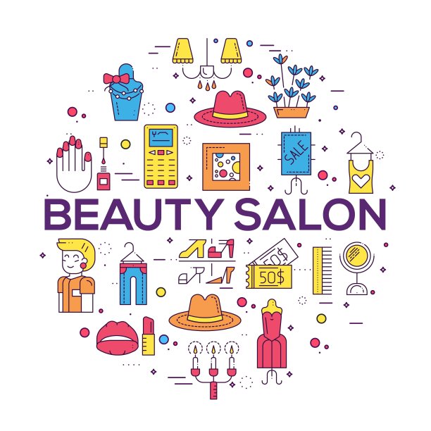 细线美容沙龙与分类矢量宣传册卡套。美容模板传单，杂志，海报，书封面，横幅。概述设备邀请概念。图片下载