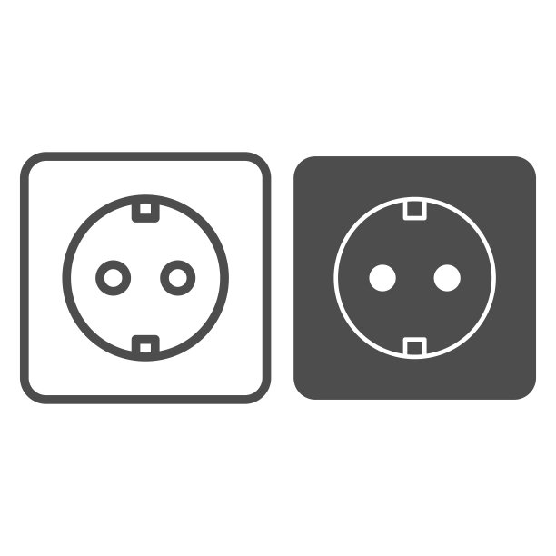 插座线和字形图标。电子矢量插图孤立在白色上。Power outline style design，专为网页和应用设计。Eps 10。图片下载