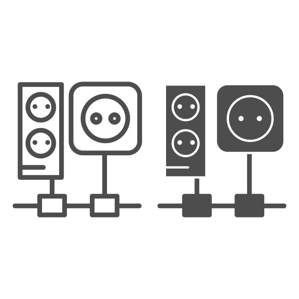 配线和字形图标。出口插座矢量插图孤立在白色。连接大纲风格设计，专为网页和应用。Eps 10。图片下载
