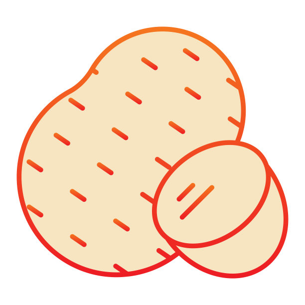 土豆平图标。农业橙色图标在时尚的平面风格。蔬菜梯度风格的设计，为网页和应用程序设计。Eps 10。图片下载